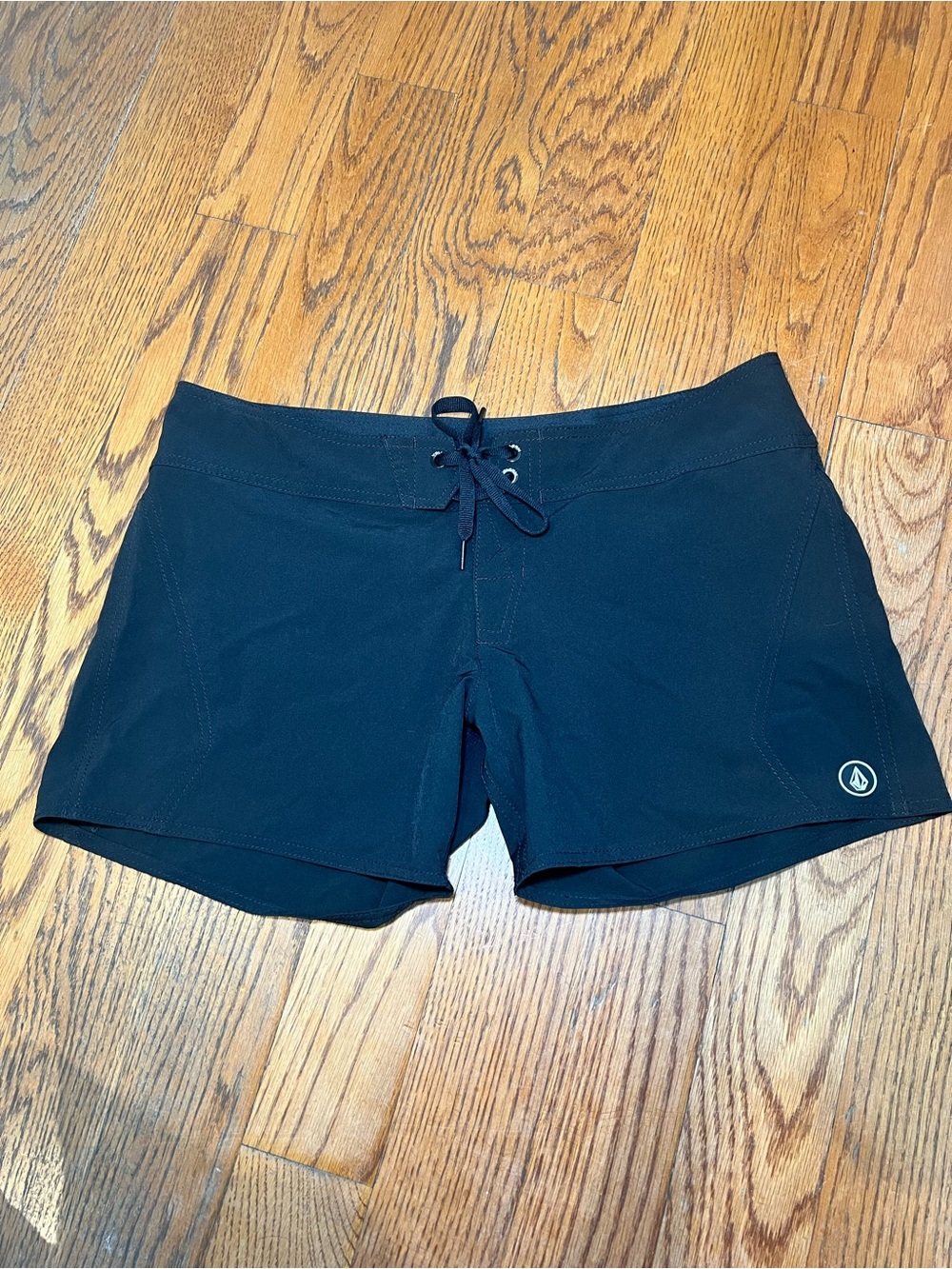 Volcom Women's Black Athletic Swim Shorts with Drawcord